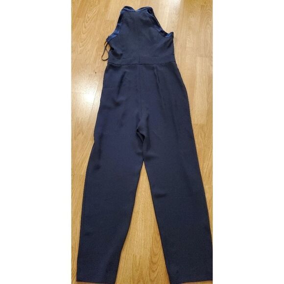1901 Velvet Trim Halter Jumpsuit sz 8 in Navy - Picture 7 of 13